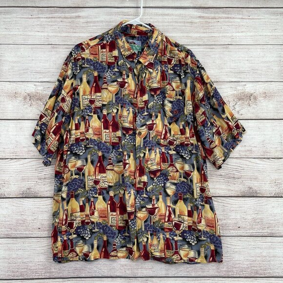 Vintage Reyn Spooner Tropical‎ Wine Hawaiian Shirt Men's Size XL Multicolor